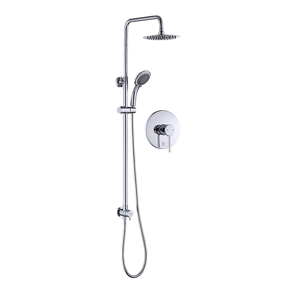 WELS 8" Rain Shower Head Set Rounded Dual Heads Faucet High Pressure With Mixer