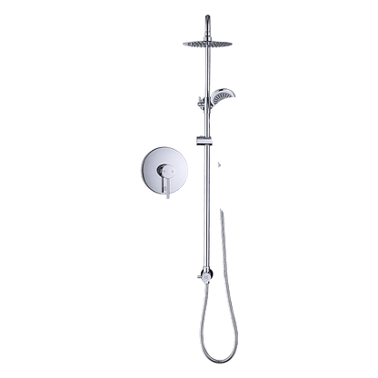 WELS 8" Rain Shower Head Set Rounded Dual Heads Faucet High Pressure With Mixer