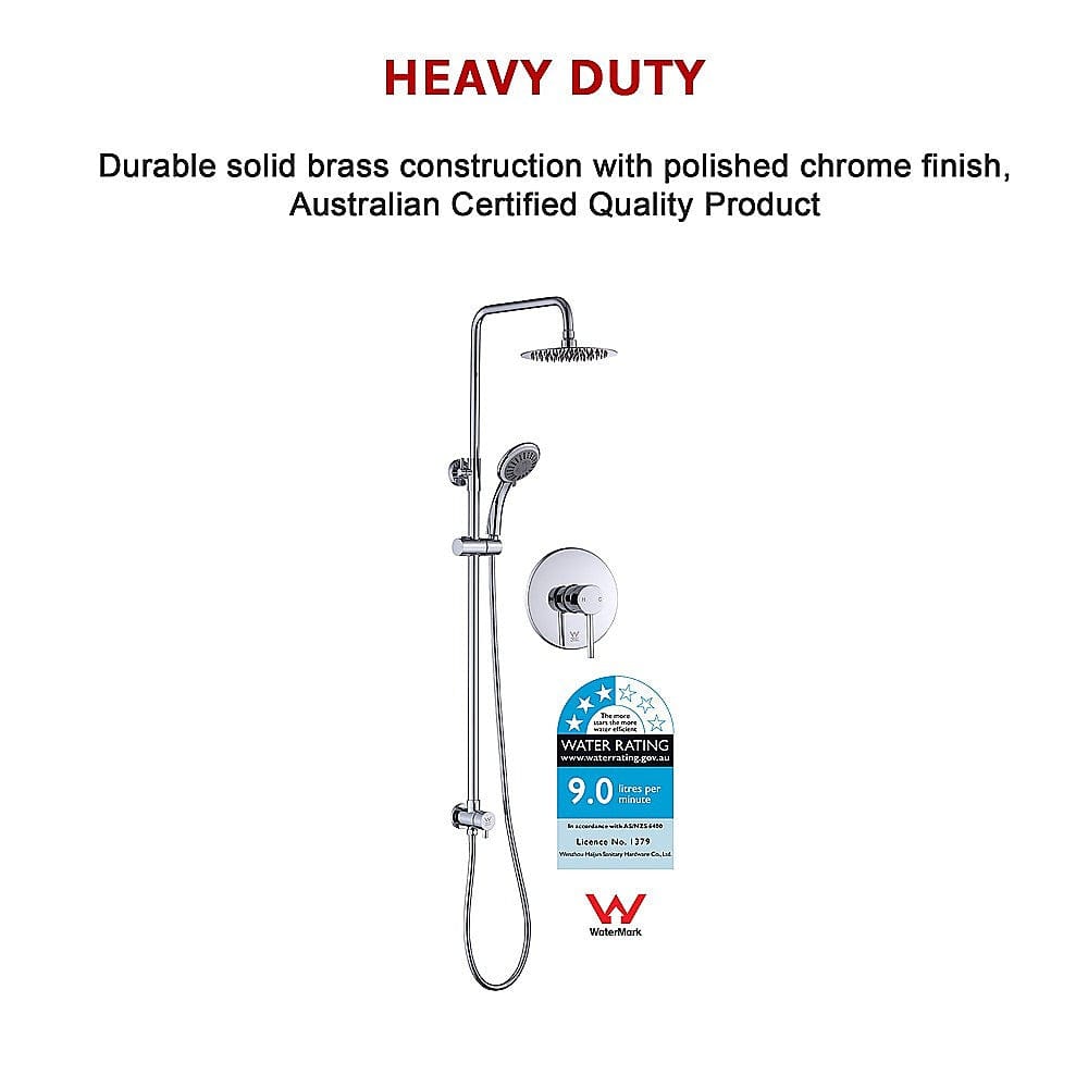 WELS 8" Rain Shower Head Set Rounded Dual Heads Faucet High Pressure With Mixer