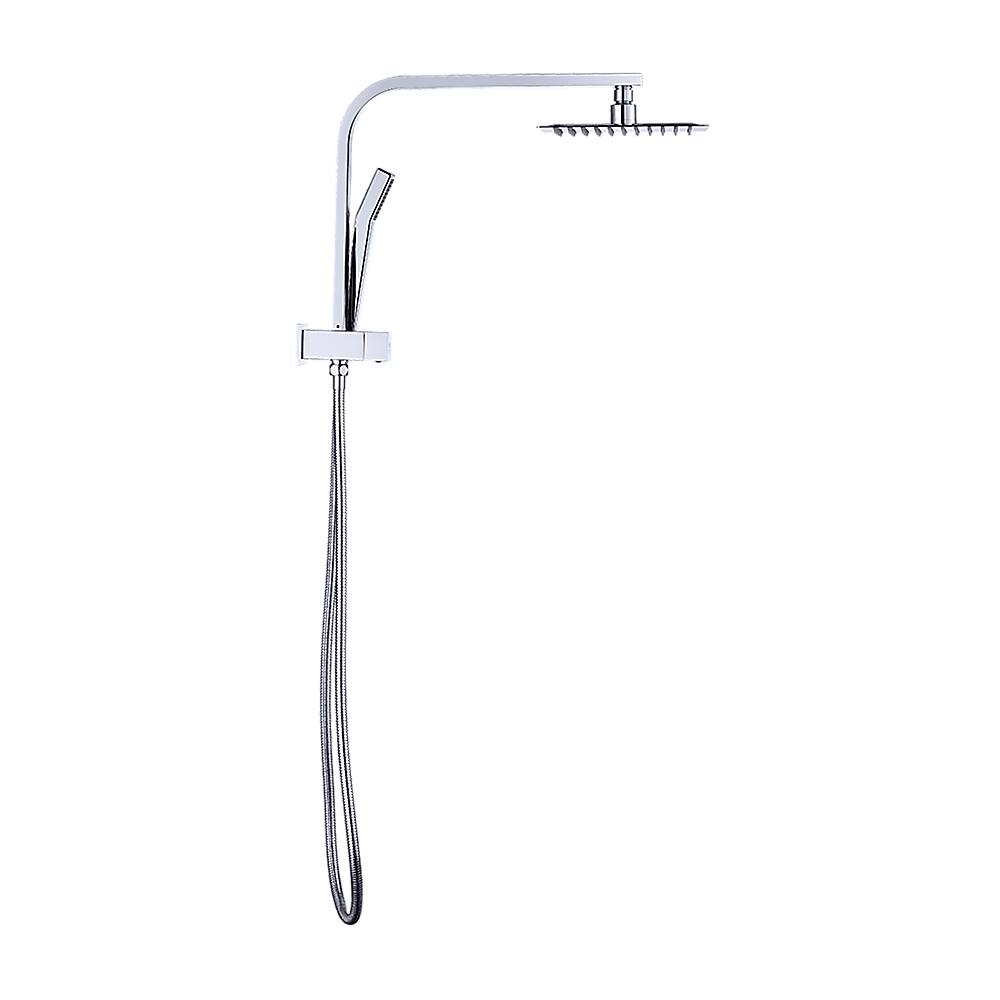 WELS 8" Rain Shower Head Set Square Dual Heads Faucet High Pressure Hand Held