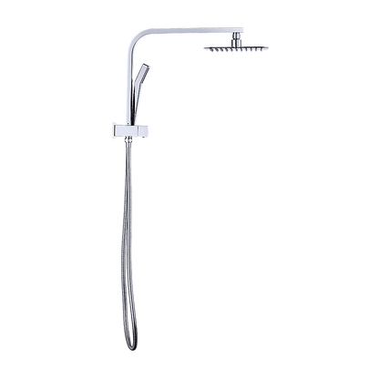 WELS 8" Rain Shower Head Set Square Dual Heads Faucet High Pressure Hand Held