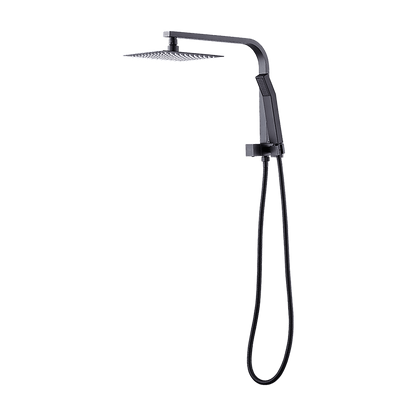 WELS 8" Rain Shower Head Set Square Dual Heads Faucet High Pressure Hand Held