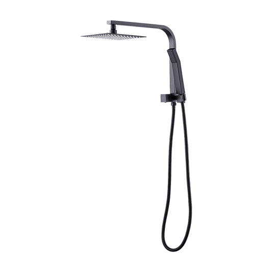 WELS 8" Rain Shower Head Set Square Dual Heads Faucet High Pressure Hand Held
