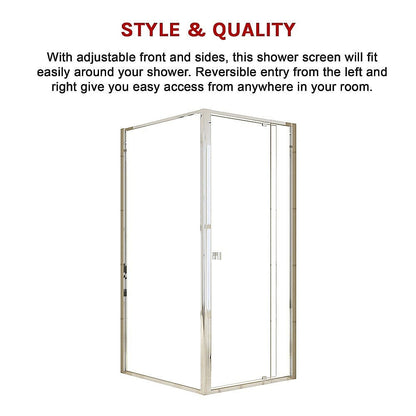 Semi Frameless Shower Screen (82~90)x 195cm & (98~101)x 195cm Side AS/NZS Glass