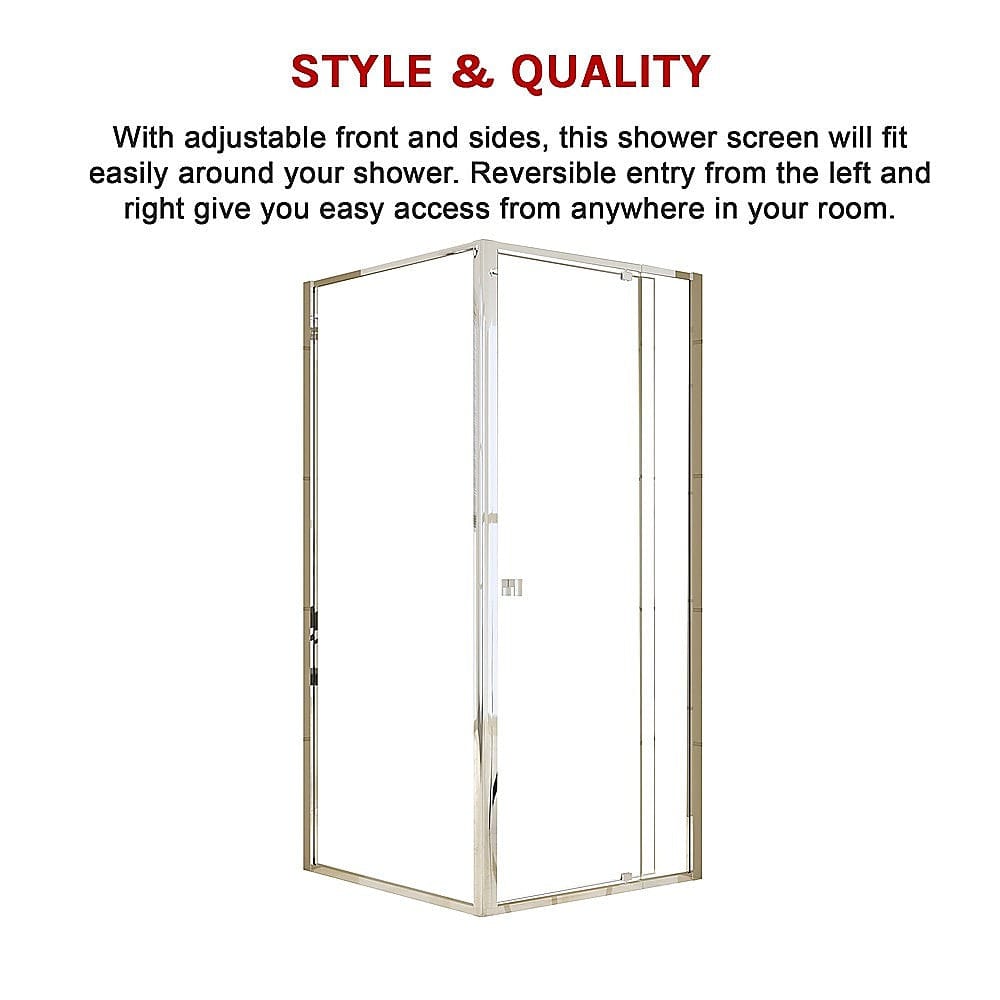 Semi Frameless Shower Screen (82~90)x 195cm & (77~80)x 195cm Side AS/NZS Glass