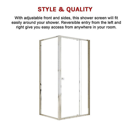 Semi Frameless Shower Screen (98~106)x 195cm & (77~80)x 195cm Side AS/NZS Glass