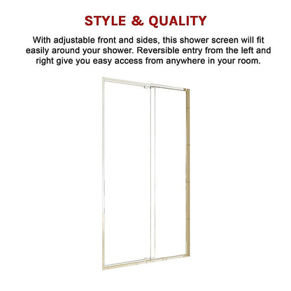 Adjustable Semi Frameless Shower Screen (114~122) x 195cm Australian Safety Glass