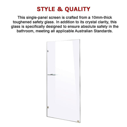 800 x 2000mm Frameless 10mm Safety Glass Shower Screen