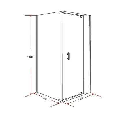 Shower Screen 1000x800x1900mm Framed Safety Glass Pivot Door By Della Francesca