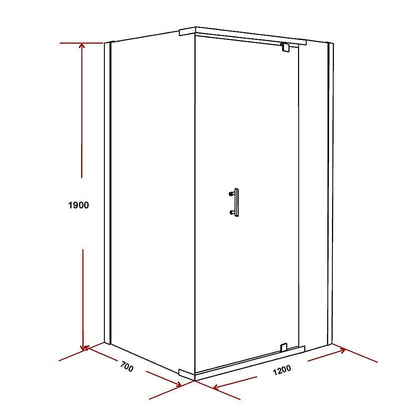 Shower Screen 1200x700x1900mm Framed Safety Glass Pivot Door By Della Francesca