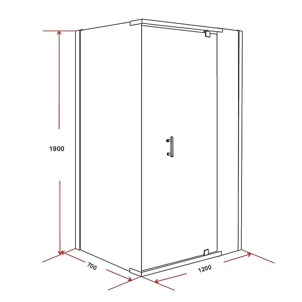 Shower Screen 1200x700x1900mm Framed Safety Glass Pivot Door By Della Francesca