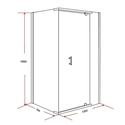 Shower Screen 1200x700x1900mm Framed Safety Glass Pivot Door By Della Francesca