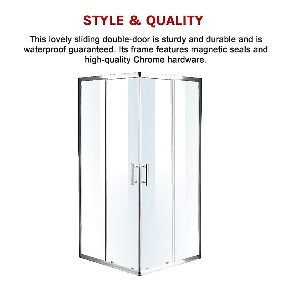 800 x 900mm Sliding Door Nano Safety Glass Shower Screen By Della Francesca
