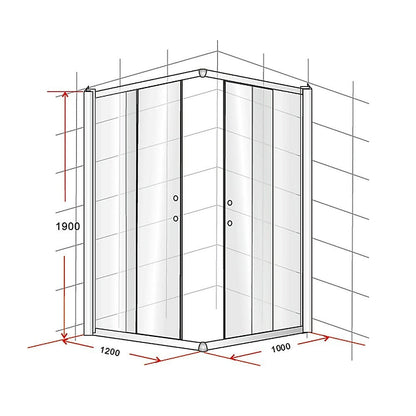 1200 x 900mm Sliding Door Nano Safety Glass Shower Screen By Della Francesca