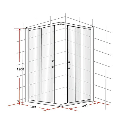 1200 x 1000mm Sliding Door Nano Safety Glass Shower Screen By Della Francesca