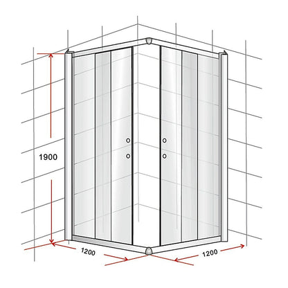 1200 x 1200mm Sliding Door Nano Safety Glass Shower Screen By Della Francesca