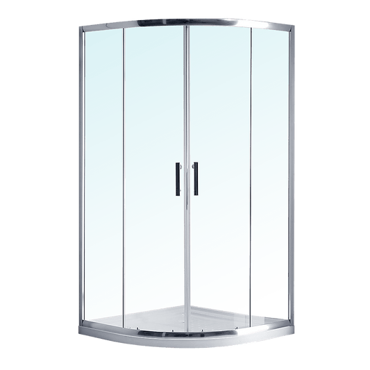 100 x 100cm Rounded Sliding 6mm Curved Shower Screen with Base in Chrome