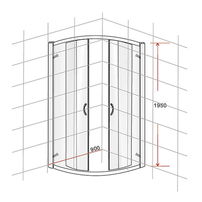 90 x 90cm Rounded Sliding 6mm Curved Shower Screen with Base in Chrome