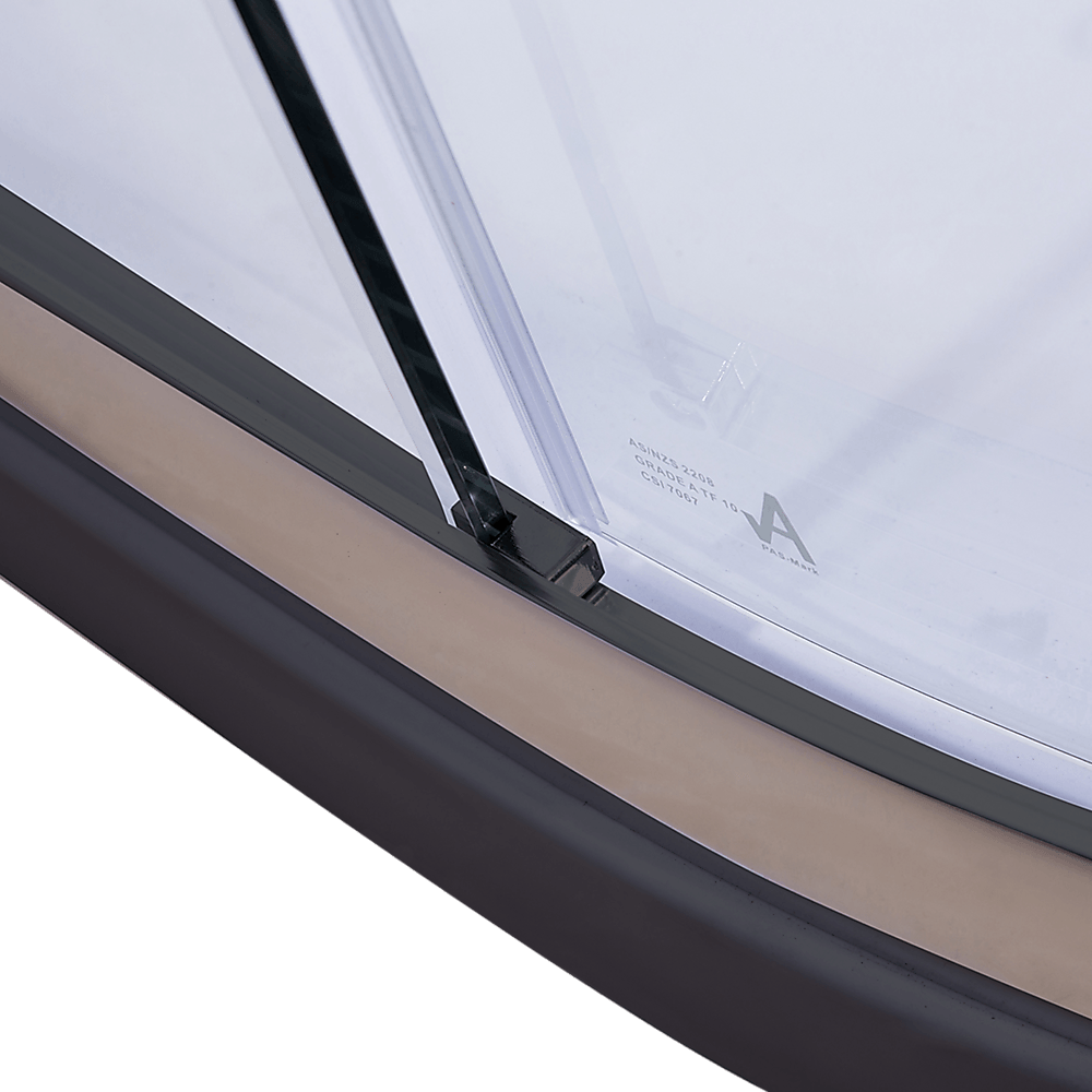 90 x 90cm Rounded Sliding 6mm Curved Shower Screen with Base in Black