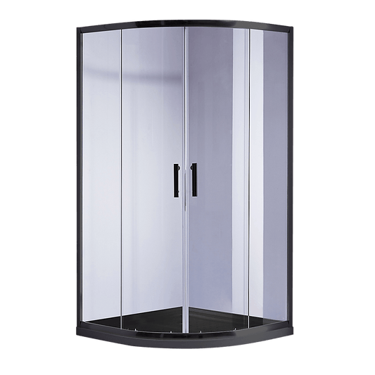 100 x 100cm Rounded Sliding 6mm Curved Shower Screen with Base in Black