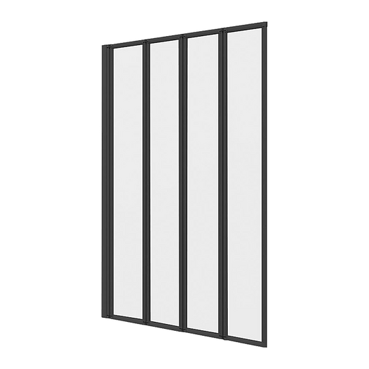 4 Fold Black Folding Bath Shower Screen Door Panel 1000 x 1400mm