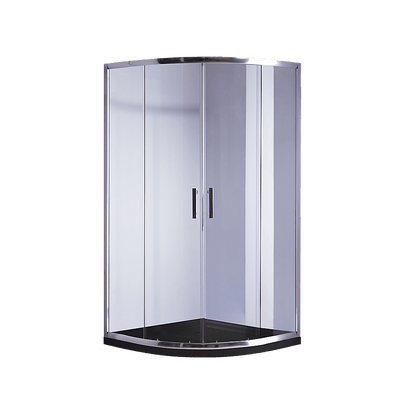 90 x 90cm Chrome Rounded Sliding 6mm Curved Shower Screen with Black Base