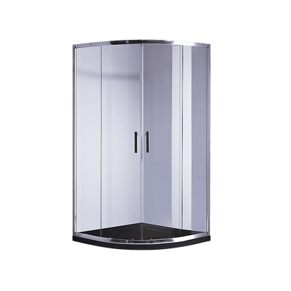 100 x 100cm Chrome Rounded Sliding 6mm Curved Shower Screen with Black Base