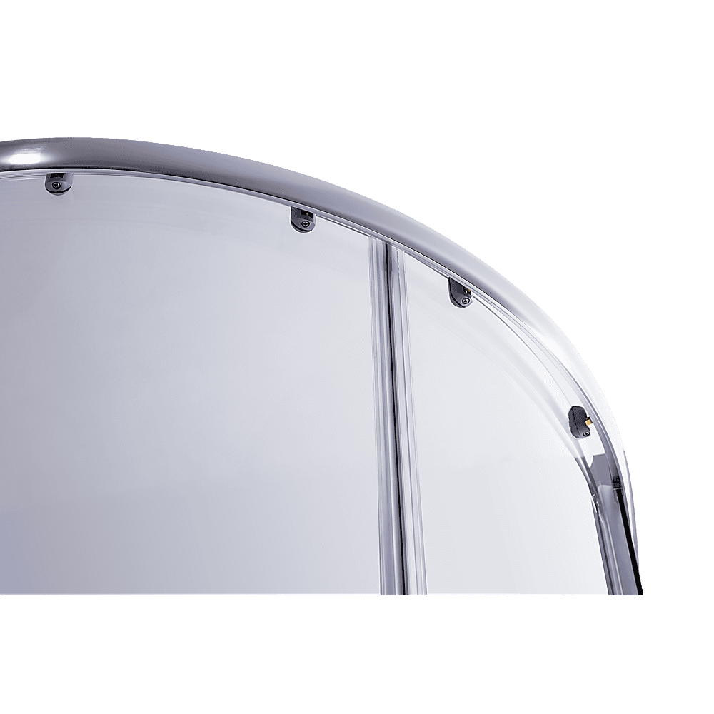 100 x 100cm Chrome Rounded Sliding 6mm Curved Shower Screen with Black Base