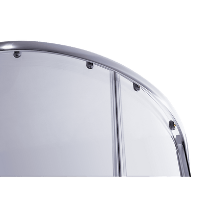 100 x 100cm Chrome Rounded Sliding 6mm Curved Shower Screen with Black Base