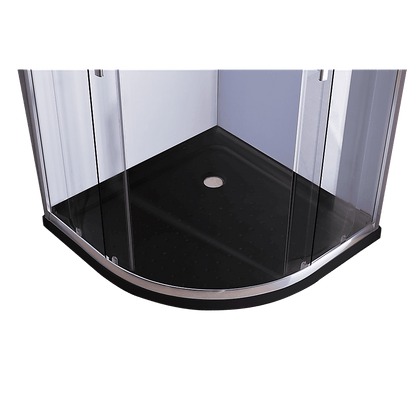 100 x 100cm Chrome Rounded Sliding 6mm Curved Shower Screen with Black Base
