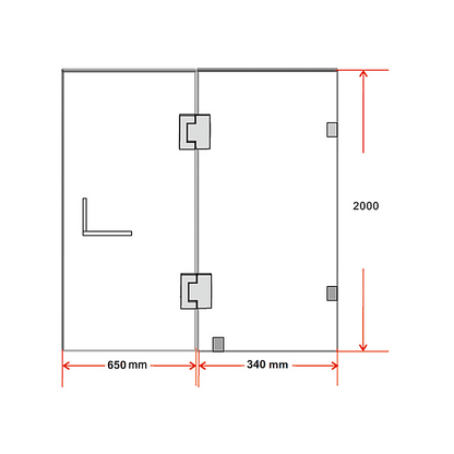100 x 200cm Wall to Wall Frameless Shower Screen 10mm Glass By Della Francesca
