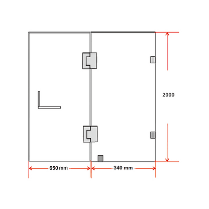 100 x 200cm Wall to Wall Frameless Shower Screen 10mm Glass By Della Francesca
