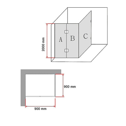 900 x 900mm Frameless 10mm Glass Shower Screen By Della Francesca
