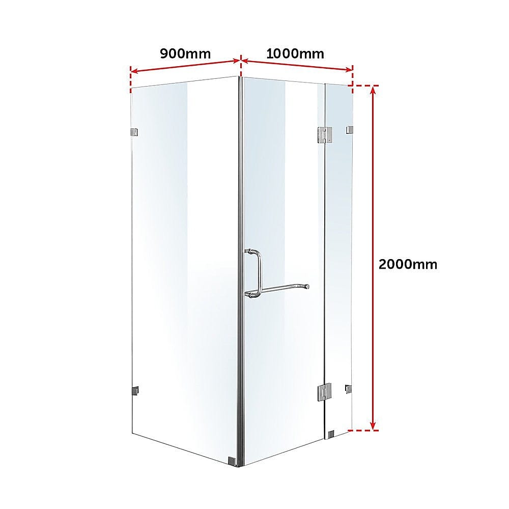 1000 x 900mm Frameless 10mm Glass Shower Screen By Della Francesca