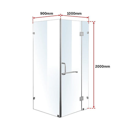 1000 x 900mm Frameless 10mm Glass Shower Screen By Della Francesca