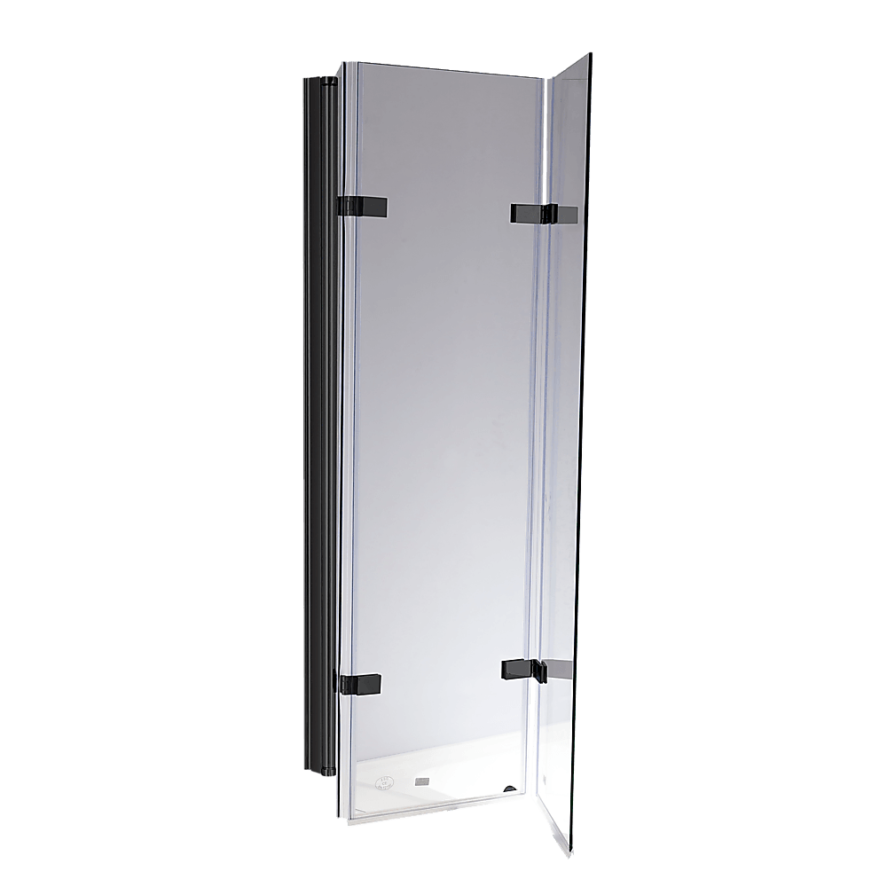 3 Fold Black Folding Bath Shower Screen Door Panel 1300mm x 1400mm