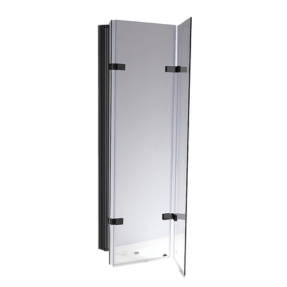 3 Fold Black Folding Bath Shower Screen Door Panel 1300mm x 1400mm