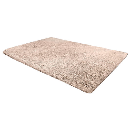 230x160cm Floor Rugs Large Shaggy Rug Area Carpet Bedroom Living Room Mat - Beige