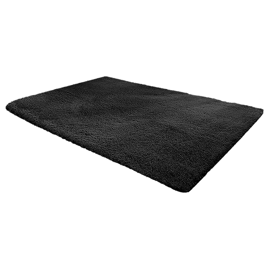 200x140cm Floor Rugs Large Shaggy Rug Area Carpet Bedroom Living Room Mat - Black