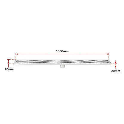 1000mm Bathroom Shower Stainless Steel Grate Drain w/Centre outlet Floor Waste Square Pattern