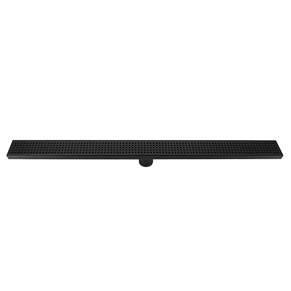 900mm Bathroom Shower Black Grate Drain w/Centre outlet Floor Waste Square Pattern