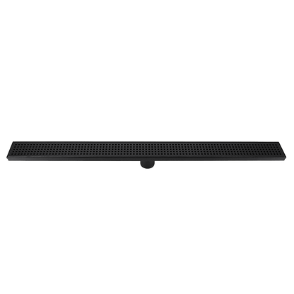 900mm Bathroom Shower Black Grate Drain w/Centre outlet Floor Waste Square Pattern