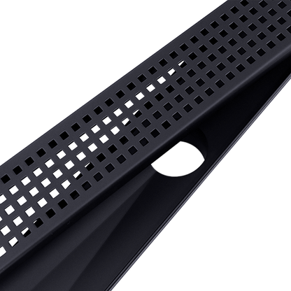 900mm Bathroom Shower Black Grate Drain w/Centre outlet Floor Waste Square Pattern
