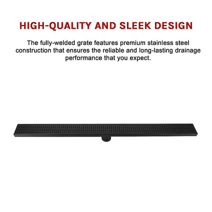 900mm Bathroom Shower Black Grate Drain w/Centre outlet Floor Waste Square Pattern