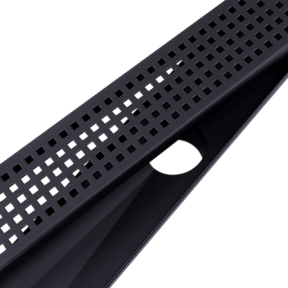1000mm Bathroom Shower Black Grate Drain w/Centre outlet Floor Waste Square Pattern