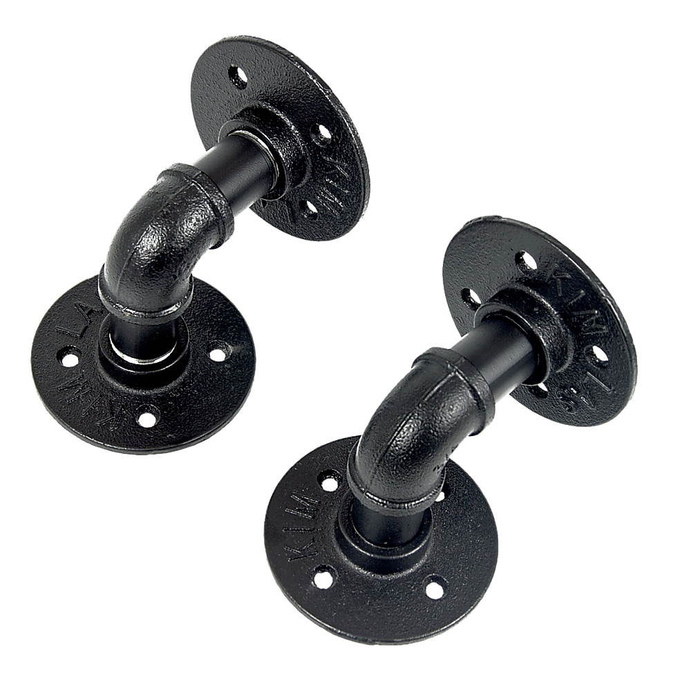 Industrial Black Iron Pipe Bracket Wall Mounted Floating Shelf - Set of 2