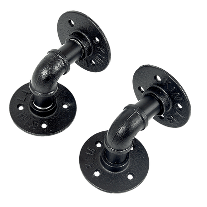 Industrial Black Iron Pipe Bracket Wall Mounted Floating Shelf - Set of 2