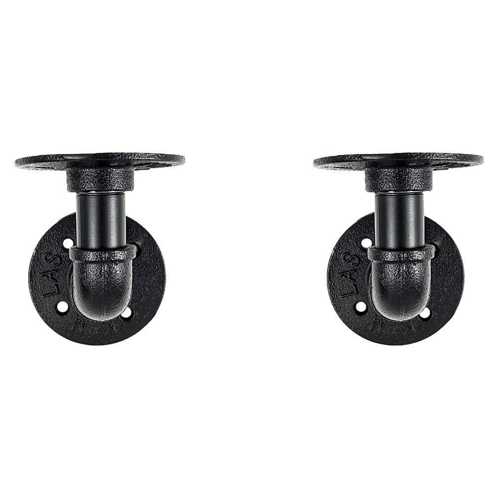 Industrial Black Iron Pipe Bracket Wall Mounted Floating Shelf - Set of 2