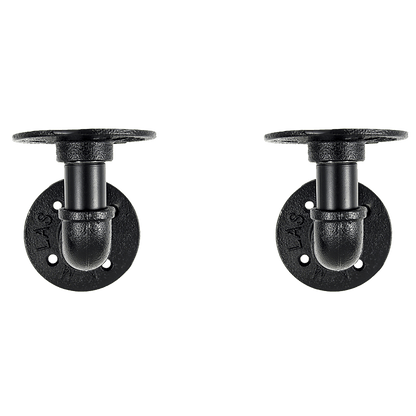Industrial Black Iron Pipe Bracket Wall Mounted Floating Shelf - Set of 2