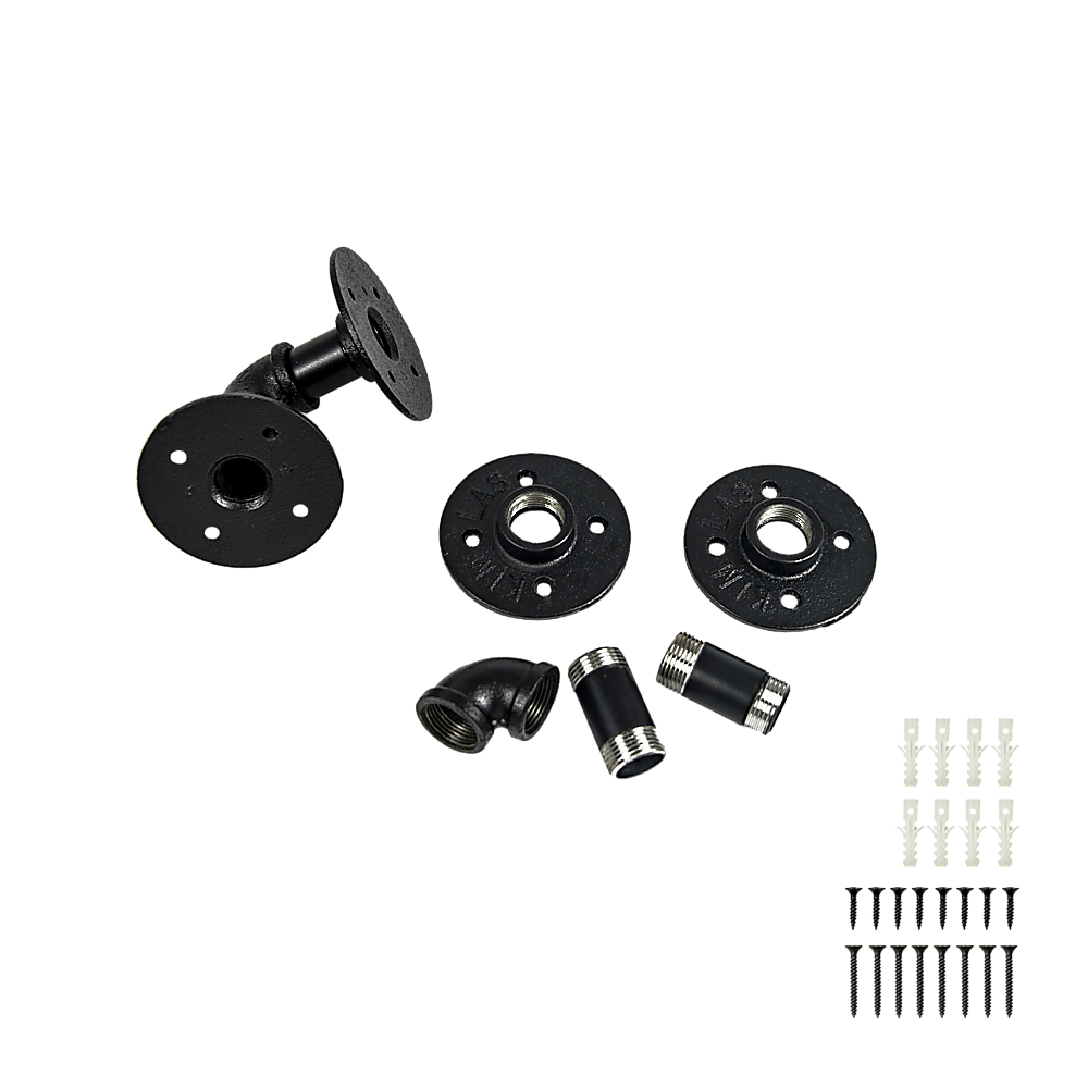 Industrial Black Iron Pipe Bracket Wall Mounted Floating Shelf - Set of 2